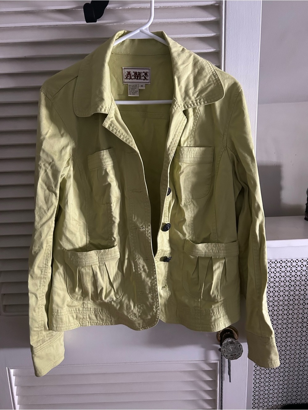 AMI Light Lime Cotton Blazer Jacket
